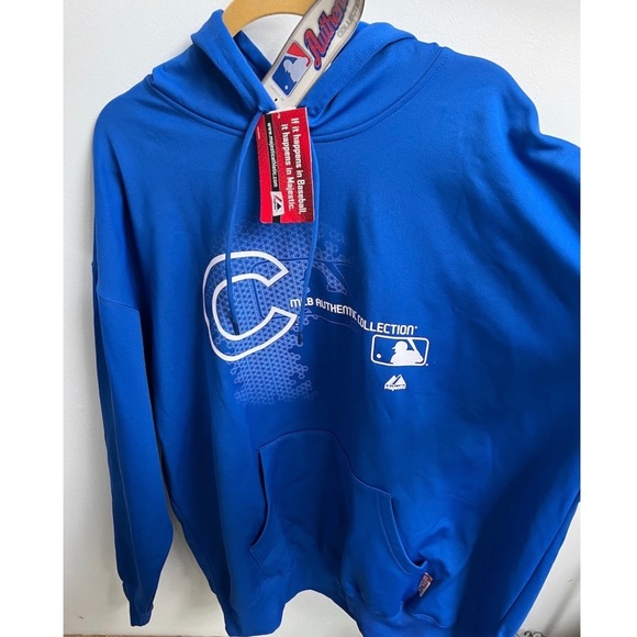 Chicago Cubs baseball player shadow Therma base pullover Hoodie Blue SZ … - Picture 2 of 7
